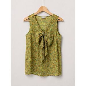 3 Suisses Collection Sleeveless Bow Front Blouse Size S Abstract Print Top